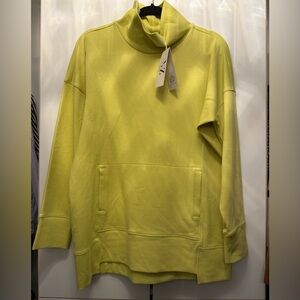 NWT NIC+ZOE Active Citrus Pullover Funnel Neck Kangaroo Pocket Sweatshirt M